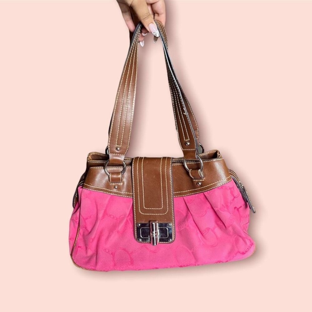 y2k brown and pink Chaps shoulder bag!